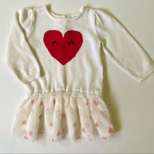 Girls Dress Size 12 18 Months Gymboree Heart Smiley Valentines Knit Red White